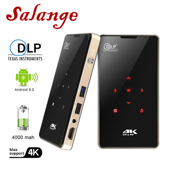 Hot Sale Salange Wireless Mobile Smart Video Wifi Beamer 4k HD LED Pico DLP Projector Android Mini Pocket Projector