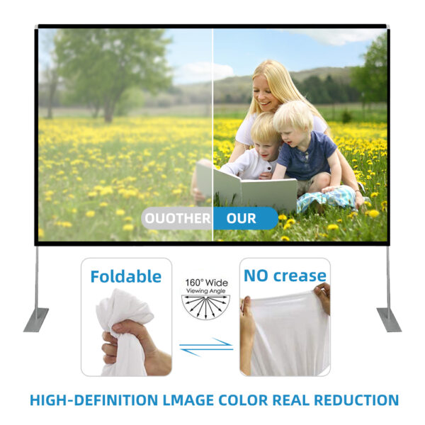 Hot Selling Salange Projector Screen With Stand 100 120 Inch Portable Projector Screen For Outdoor Movie Beamer